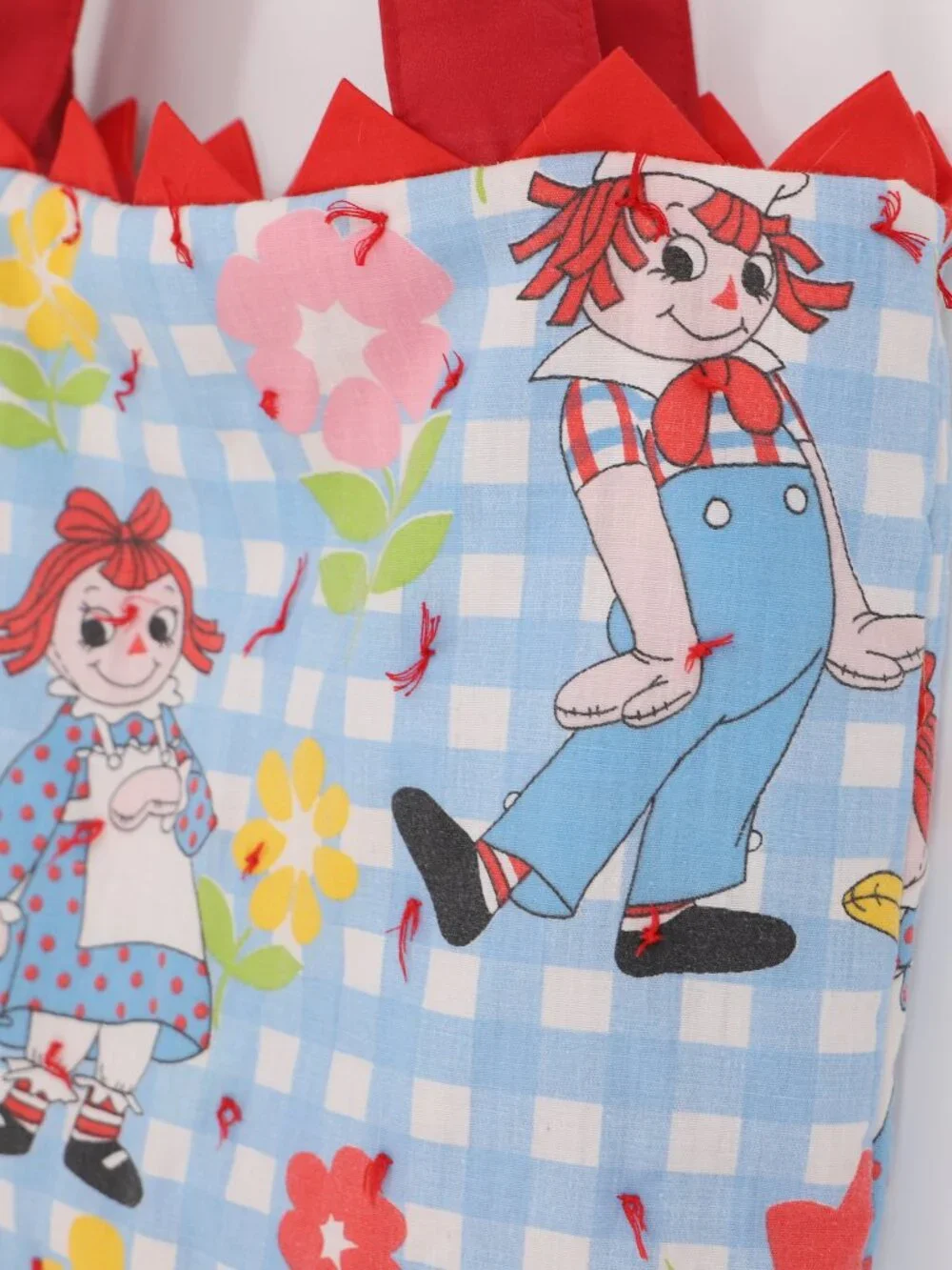 Raggedy Ann and Andy Vintage 1978 Pattern Quilted Tote Bag Handmade Upcycled